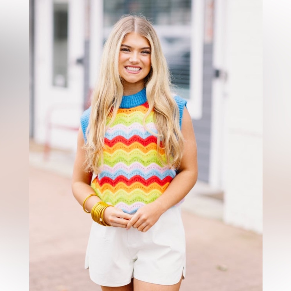 NWOT See and Be Seen Colorful Knit Vest